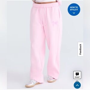 NWT Aeropostale Cloud Soft Embroidered Bow High Rise Straight Leg Pink Sweatpant